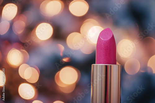 Pink lipstick on blur background