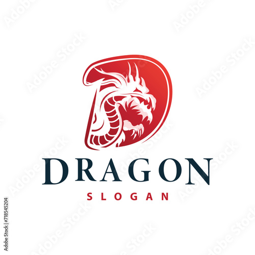 Dragon logo simple design animal legend dragon silhouette illustration template