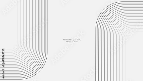 White background with black geometric curved lines. Modern minimalistic clean concept. Suit for poster, background, presentation, website.