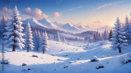 The view of the mountains is filled with snow and looks so beautiful. Winter background