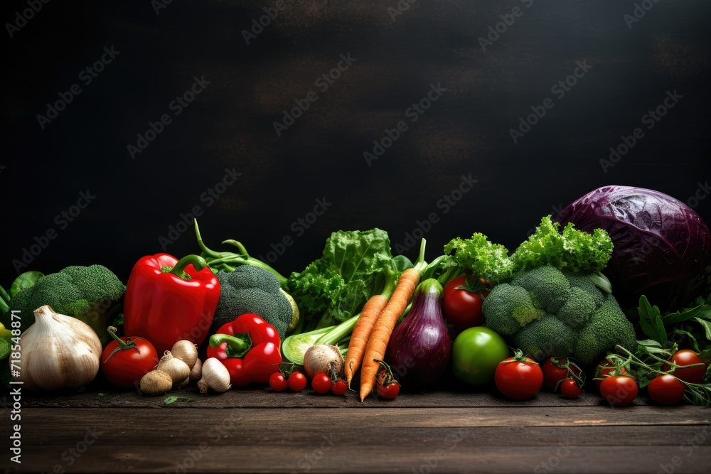 vegetables on Dark background Vegetables set and spices for cooking on dark background Ai generated vegetables on Dark background Vegetables set and spices for cooking on dark background Ai generated
