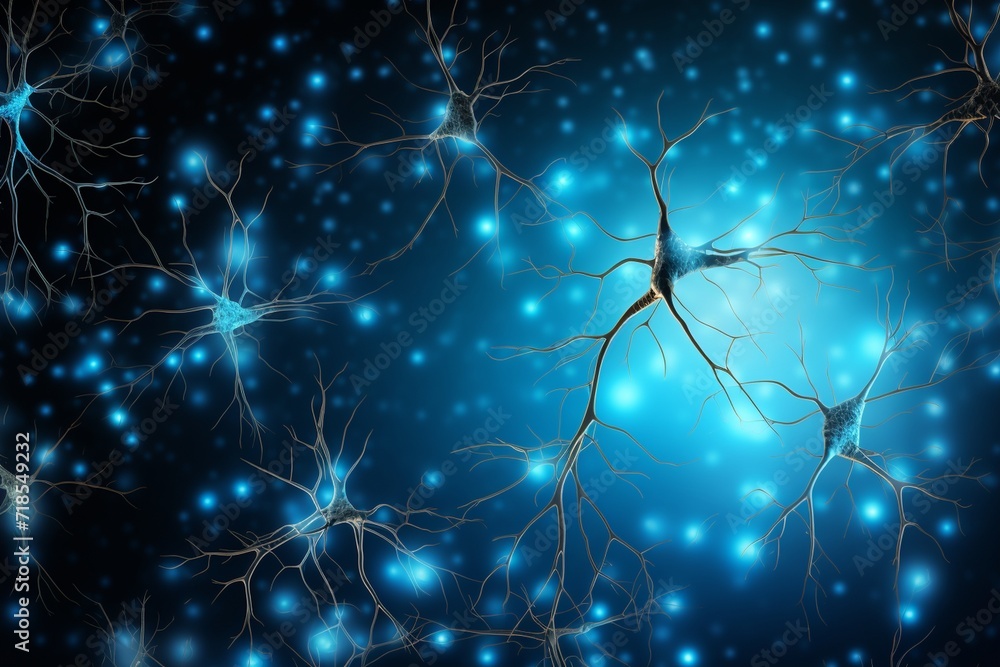 Fototapeta premium A blue background with the words neuron