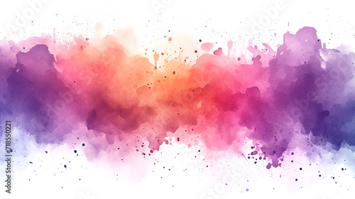 Bright colorful watercolor splash splatter stain brush strokes on white background. Modern vibrant aquarelle spot. Rainbow trendy isolated design on white. Element, generative ai