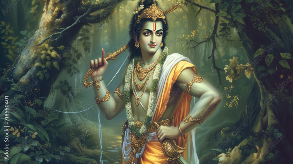 Lord Ram in forest concept - obrazy, fototapety, plakaty 