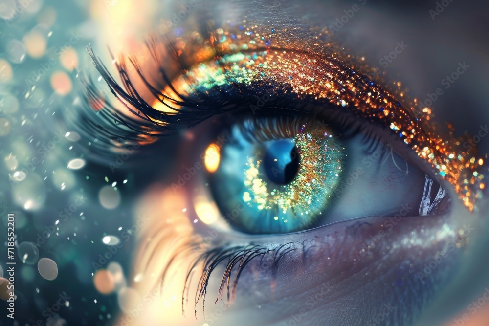 close-up of an eye adorned close-up of an eye adorned