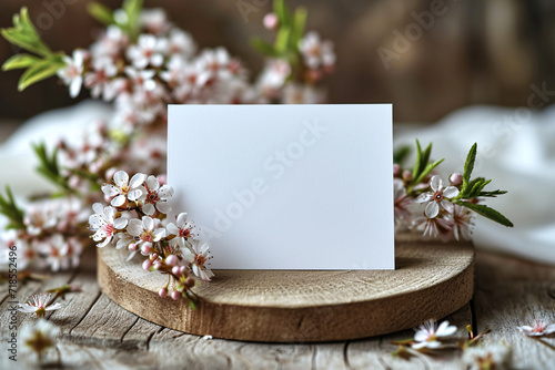 Post paper Card Mockup, Wedding Invitation card Mockup Flat lay Photography against the dried plant and white flowers  © Microstocke