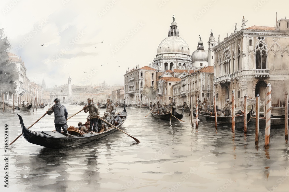 Taking a gondola ride in Venice, Italy.  - obrazy, fototapety, plakaty 