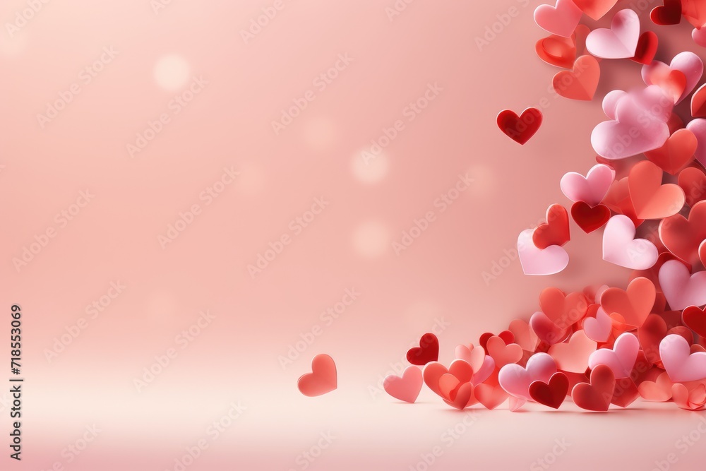 Romantic Dreamscape Illustration of Hearts on a Soft Pink Canvas Romantic Dreamscape Illustration of Hearts on a Soft Pink Canvas