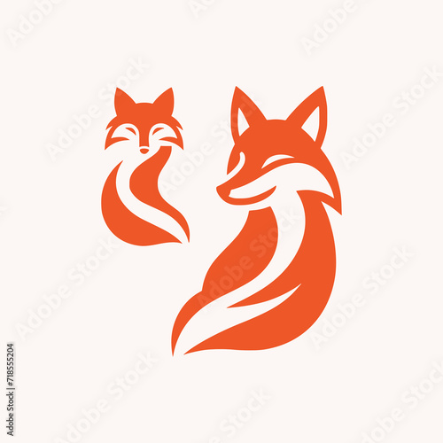 flat vector animal fox logo