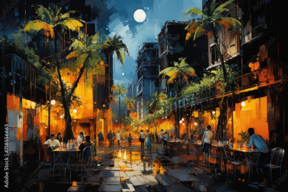 Obraz premium Experiencing the vibrant nightlife in Rio de Janeiro, Brazil.