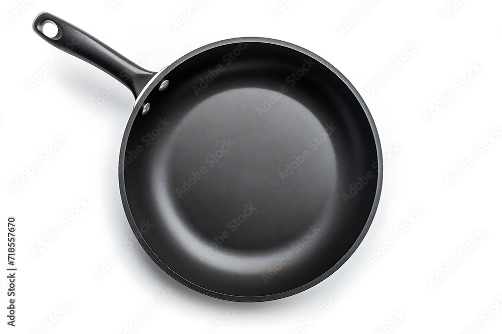 Empty black frying pan isolated on white background with clipping path. Top view. Empty black frying pan isolated on white background with clipping path. Top view.