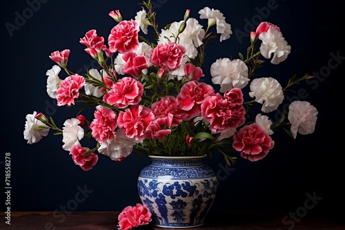 Bouquet of carnations in ceramic pot © Md Mojammel