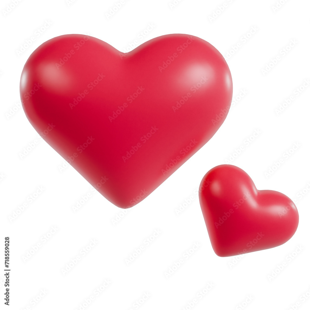 3D Red Heart Logo PNG
