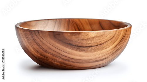 Wooden bowl isolated on white background.