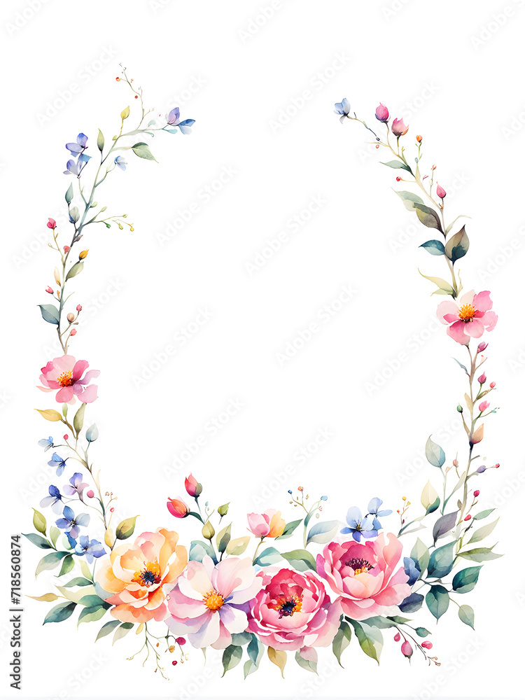 watercolor-minimalist-floral-frame-on-a-pure-white-background-bursts-of-vivid-colors-for-a-charming