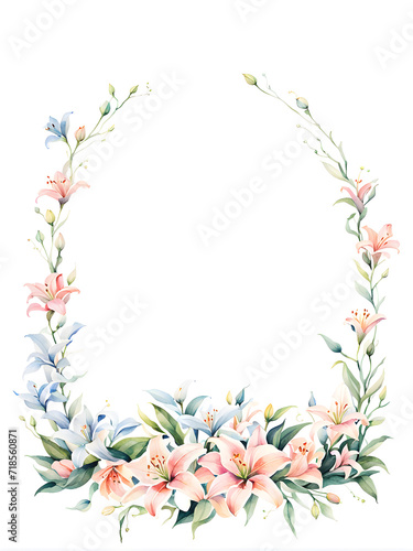 watercolor-minimalist-floral-frame-on-a-pure-white-background-bursts-of-vivid-colors-for-a-charming © HYOJEONG