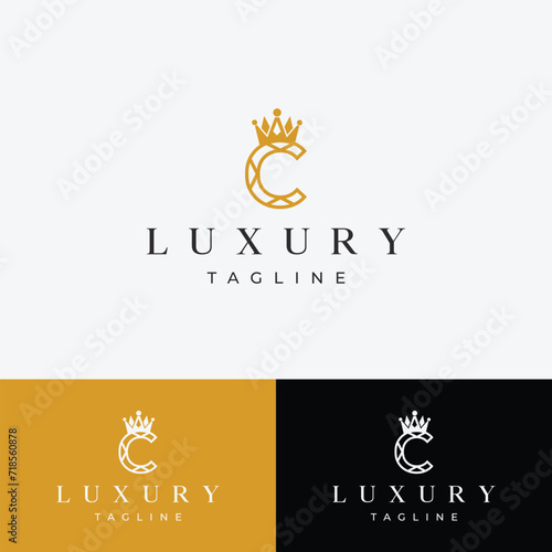 Letter C Crown Logo Vector Design. Abstract emblem, designs concept, logos, logotype element for template.
