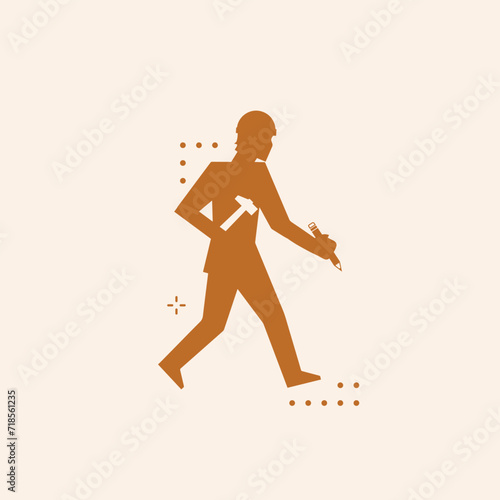 Men hand holding a hammer, tools icon cartoon hand drawn vector illustration sketch