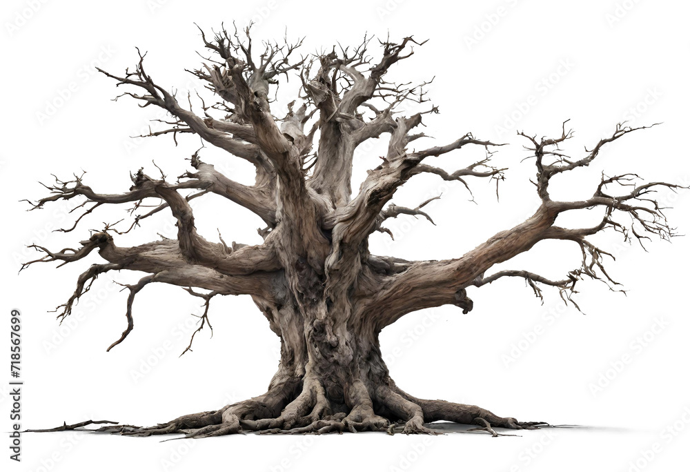 Fototapeta premium Wide Leafless Tree Isolated on White Background