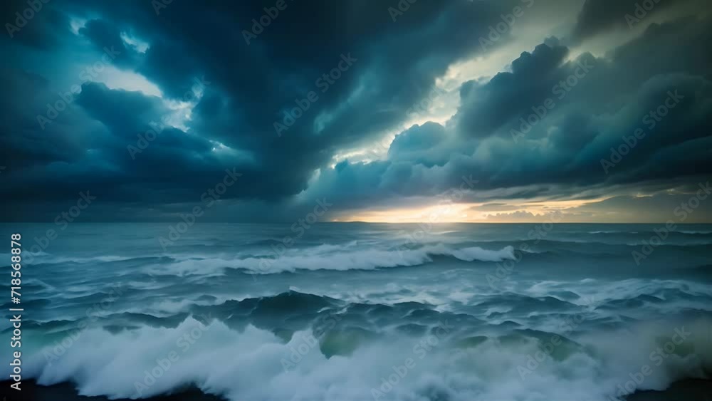 Stormy sky over a wavy sea or ocean, surreal atmosphere Stormy sky over a wavy sea or ocean, surreal atmosphere