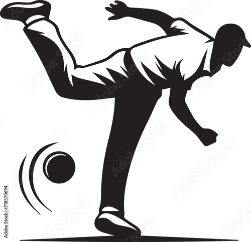 Cricket Bowler Bowling Action Silhouette Design, 