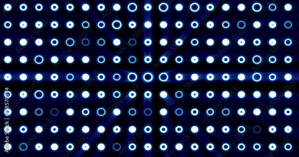 Abstract background of bright blue glowing light bulbs from circles and dots of energy magic disco wall Abstract background of bright blue glowing light bulbs from circles and dots of energy magic disco wall