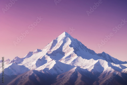 Big snow mountain with purple sky background