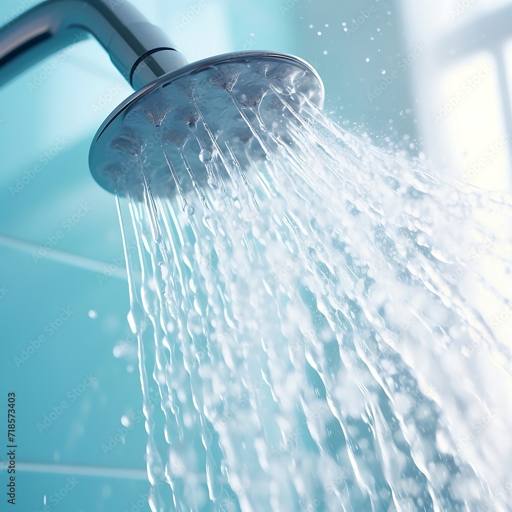 Shower head with water drops flowing out. Shower head with water drops flowing out.