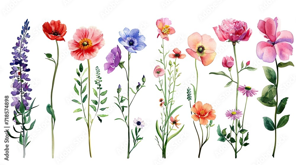 Watercolor Botanical flowers Watercolor Botanical flowers