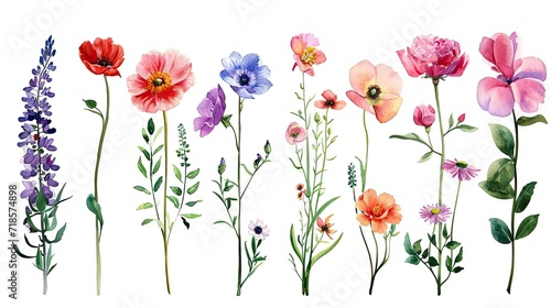 Watercolor Botanical flowers
