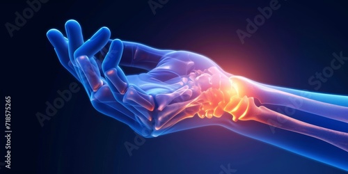 Wrist Pain, Hand X-ray Anatomy, Highlight Bones and Potential injuries photo