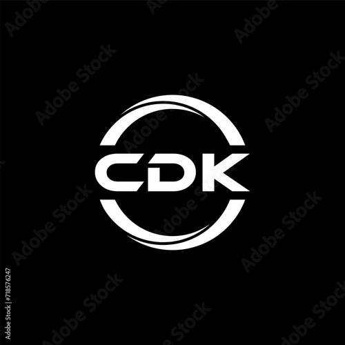 CDK letter logo design with black background in illustrator, cube logo, vector logo, modern alphabet font overlap style. calligraphy designs for logo, Poster, Invitation, etc. photo
