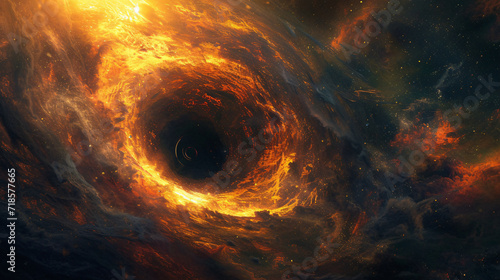 Celestial Vortex Featuring a Black Hole.