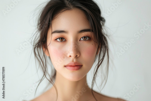 Beautiful young asian woman posing, clean fresh skin felling relaxing, healthy, skincare and cosmetics, cosmetology, Asian fashion model girl beauty, make up, wellness, plastic surgery and clinic