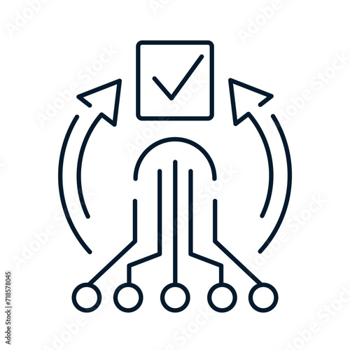 Optimization of automatic electronic data management system. Vector linear icon isolated on white background
