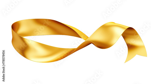 3d elegant gold ribbon isolated on transparent background
