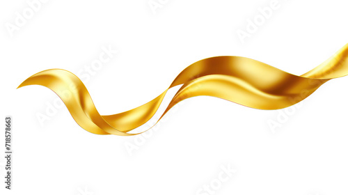 3d elegant gold ribbon isolated on transparent background