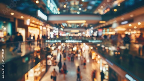 Abstract blurred photo of many people shopping inside department store or modern shopping mall. Urban lifestyle and black Friday shopping, motion, speed, blurred, group, city, modern