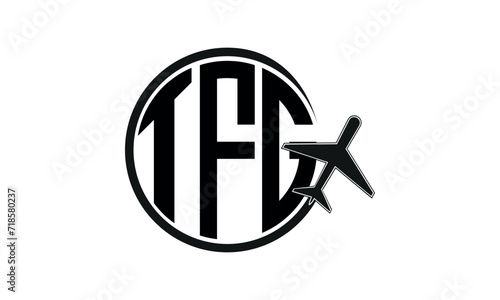 TFG three initial letter circle tour & travel agency logo design vector template. hajj Umrah agency, abstract, wordmark, business, monogram, minimalist, brand, company, flat, tourism agency, tourist