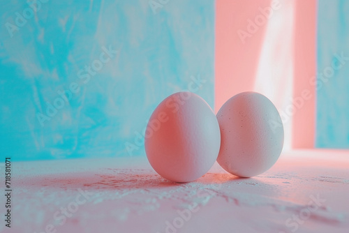 Close up shot of Easter eggs with colourful background - Generative AI