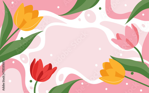 Abstract tulip background poster. Good for fashion fabrics, postcards, email header, wallpaper, banner, events, covers, advertising, and more. Valentine's day, women's day, mother's day background.