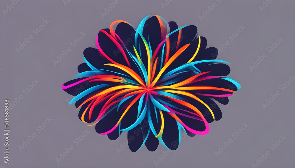 Abstract neon line flower logo symbol design. flower vector icon logotype