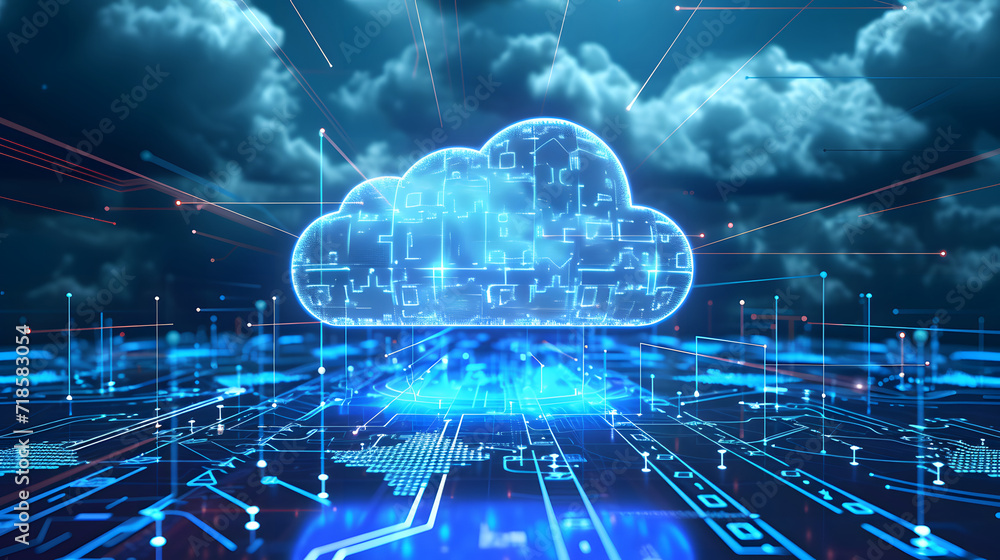 Cloud computing concept background. Digital data processing in the virtual cloud abstract background. Glowing digital cloud with pixels, lines, connectivity, and data flow in the virtual world. Cloud computing concept background. Digital data processing in the virtual cloud abstract background. Glowing digital cloud with pixels, lines, connectivity, and data flow in the virtual world.