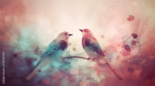 abstract background with love birds flower © LV