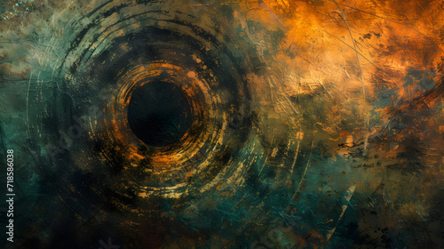 Abstract Painting With Black Hole in Center