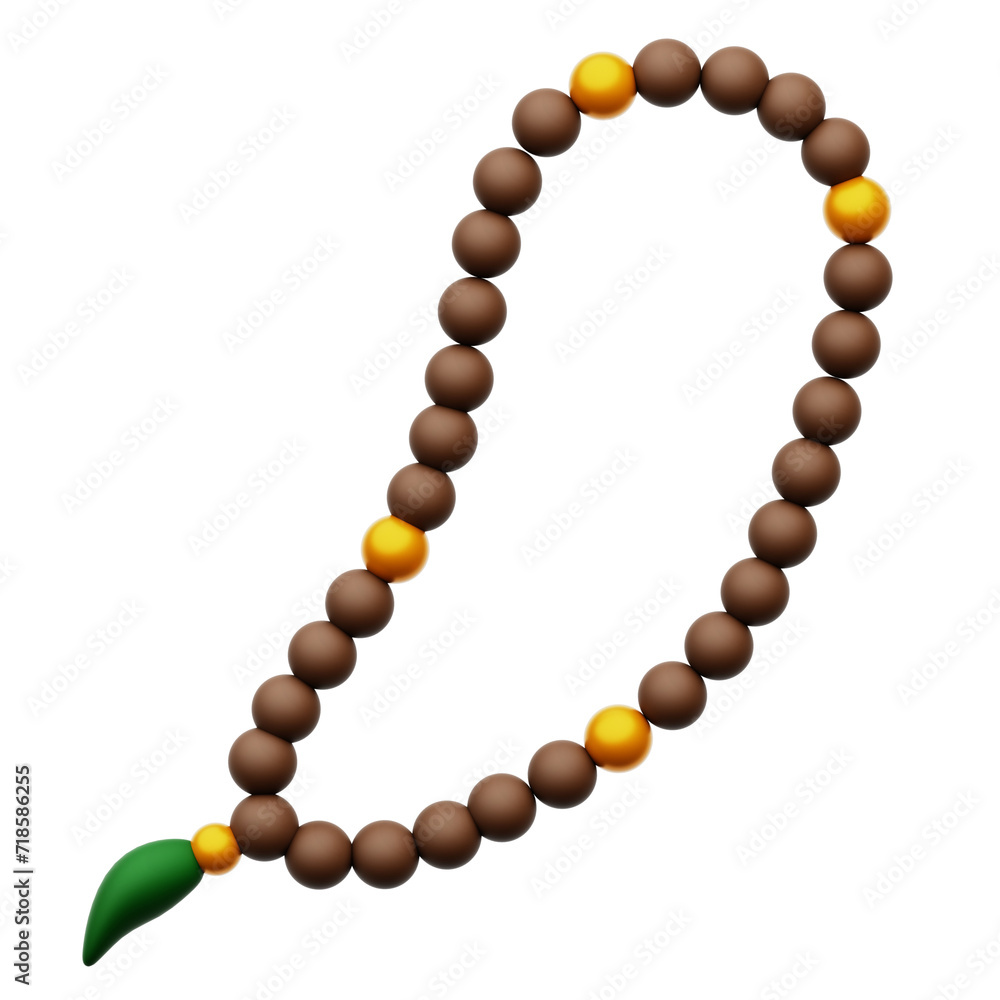 Obraz premium Muslim Prayer Beads 3D Rendering Icon Isolated Transparent Background