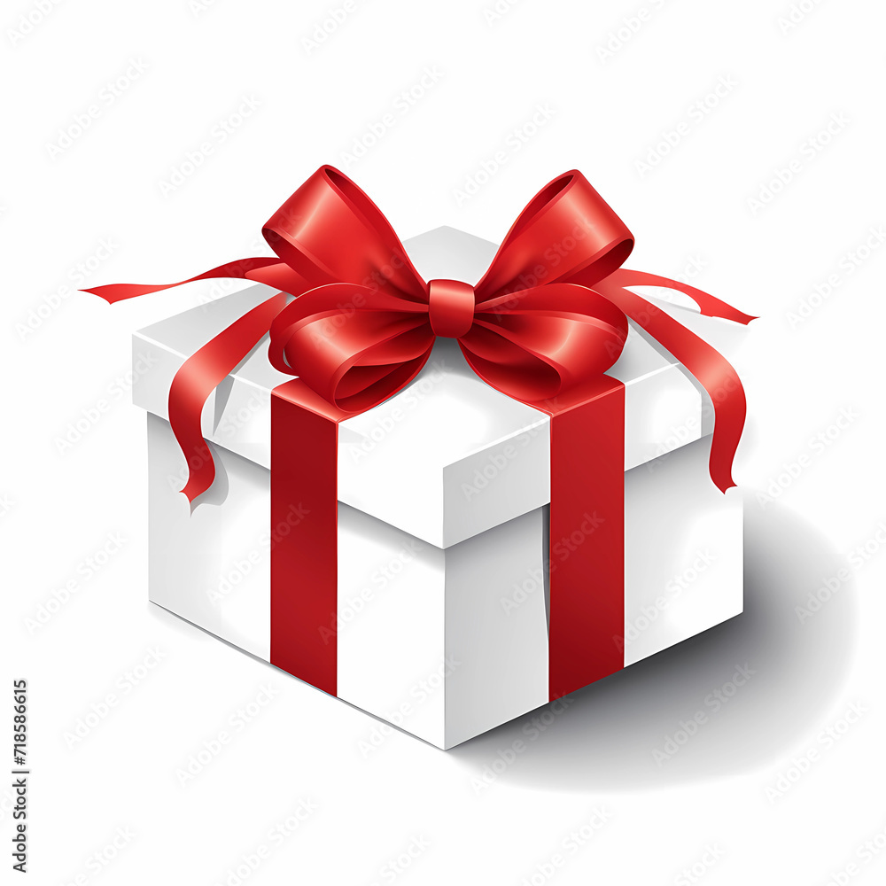 Fototapeta premium a Gift box with red ribbon, vector, simple shape, on a white background