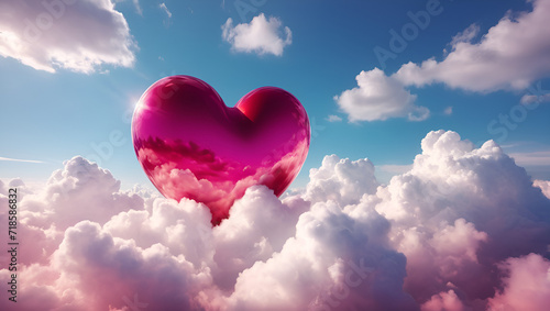beautiful colorful valentine day heart in the clouds as abstract background