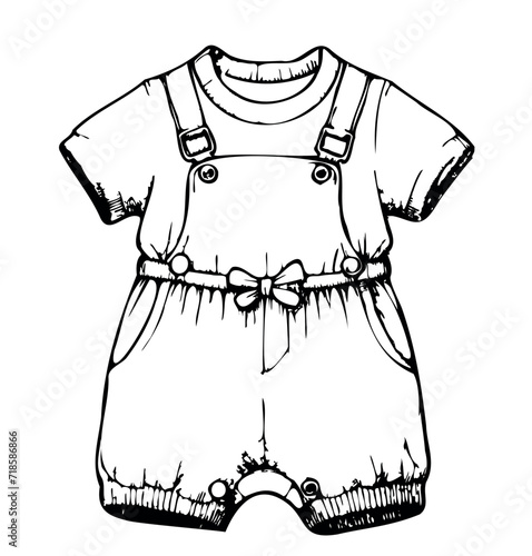 Baby clothes. Overall line illustration