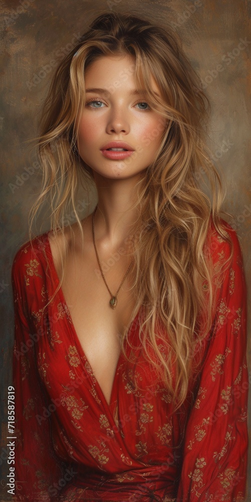 Beautiful young woman in red dress. Studio shot. Beauty, fashion.AI. Beautiful young woman in red dress. Studio shot. Beauty, fashion.AI.